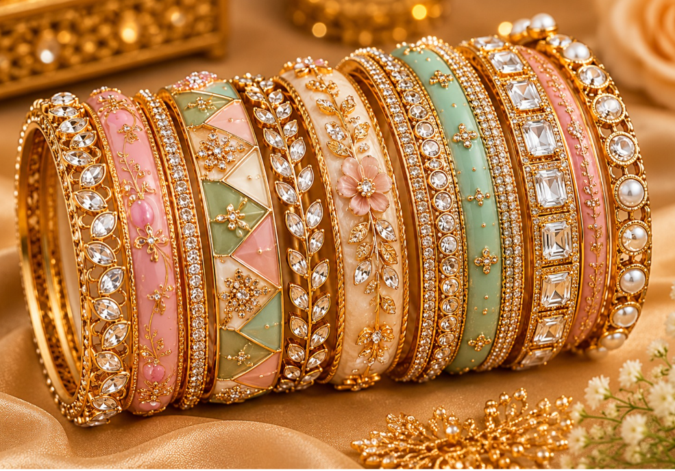 Red Kundan Work Bangles