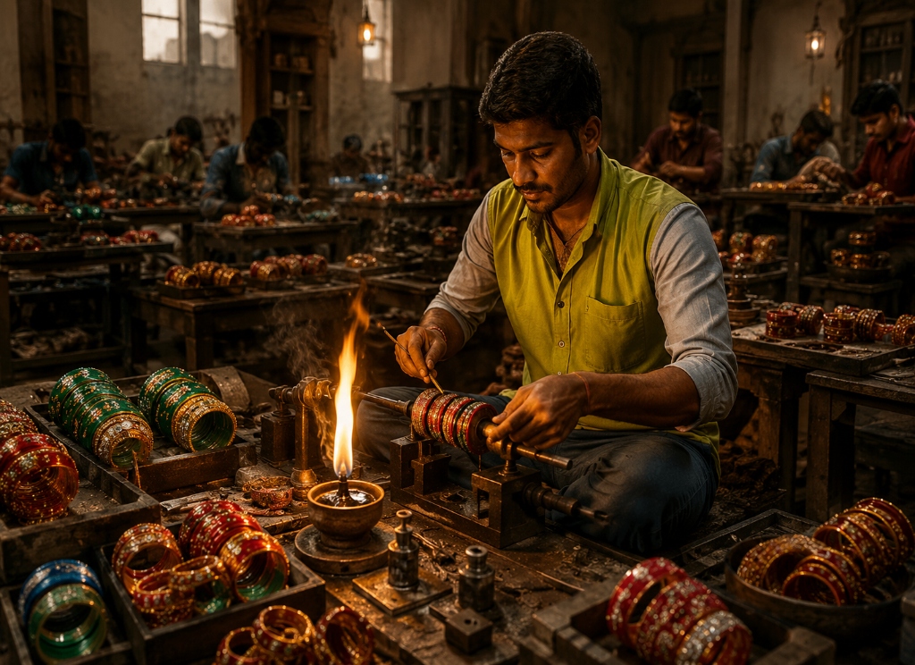 Bangle craftsman at work